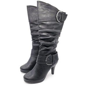 Top Moda Page-22 Sz 7.5 Slouch KneeHigh Heel Boots